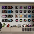 Modern Digital Products Display With Laptop And Vinyl Record Shelf Setup 3d model