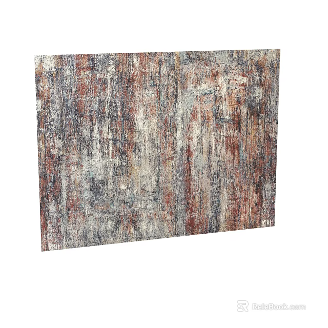 Square Area Rug Featuring Abstract Gray Red Beige Patterns For Modern Living Spaces 3d model 