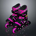 Pink And Black Roller Skates With Shiny Wheels For Recreational Sports Use