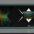 Black Display Cabinet Shelf Featuring Left Colorful Light And Right Diamond Mountain View