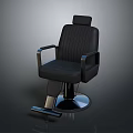 Black Barber Chair With Armrests Backrest Footrest And Round Metal Base