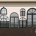 Elegant Interior With Arched Floor To Ceiling Windows And Wooden Floor