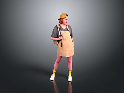 Stylish Daily Life Products Including Overall Dress Hat Backpack Socks And Shoes 3d model