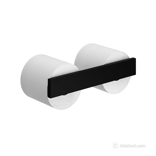 Double Roll Toilet Paper Holder Black Wall Mounted Bathroom Accessory for Home Living 3d model 