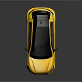 Yellow Modern Compact Car With Black Roof Sleek Design And Black Wheels