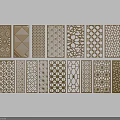 Brown Laser Cut Lattice Windows Featuring Various Intricate Geometric Patterns 3d model