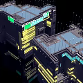 Future Architecture Design With Illuminated Glass Facades And Water Reflections