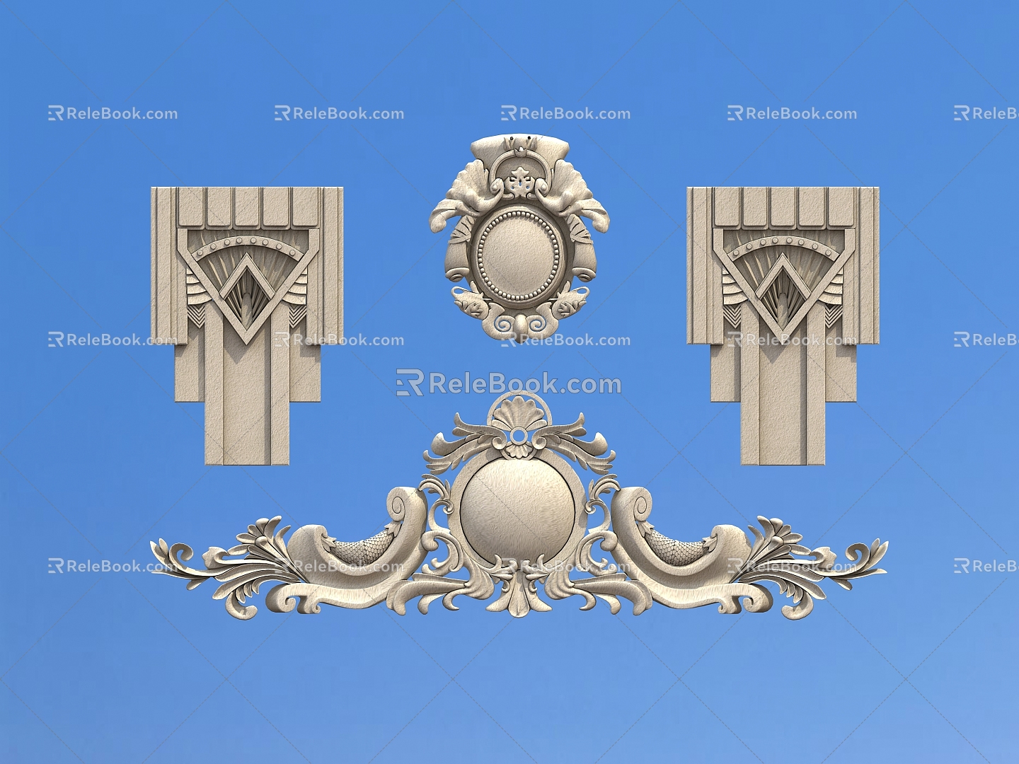 Villa Carved Building Exterior Wall Exterior Wall Decoration 3d model