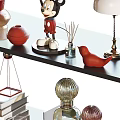 Stylish Decorative Ornament Set With Vases Books Sculptures And Plants For Shelf