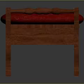 Classic Wooden Bench With Red Padded Cushion Curved Armrests And Intricate Carvings Design