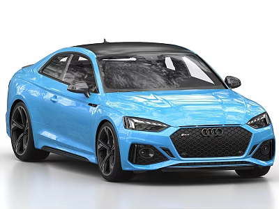 Blue Audi Coupe with Black Roof and Sporty Shiny Exterior Design 3d model