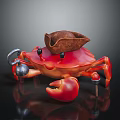 Red Crab Toy Character Wearing Pirate Hat And Silver Hook Decoration Design
