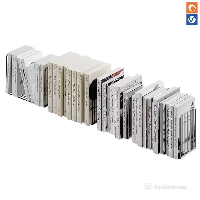 Neatly Stacked Books and Magazines With Different Covers And Color Variations 3d model 
