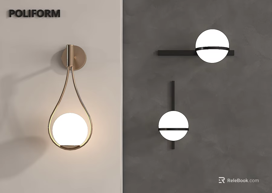 Unique Modern Wall Sconces With Golden Curved Design And Black Metal Brackets For Indoor Decoration 3d model 