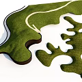 Garden Landscape Design With Winding Path Green Areas And Water Features