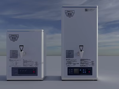 Two Modern White Daily Electrical Appliances With Digital Display And Control Buttons 3d model