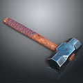 Sturdy Hammer With Leather Wrapped Wooden Handle And Polished Metal Head