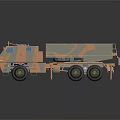 Camouflaged Military Truck With Six Wheels And Missile Launch System