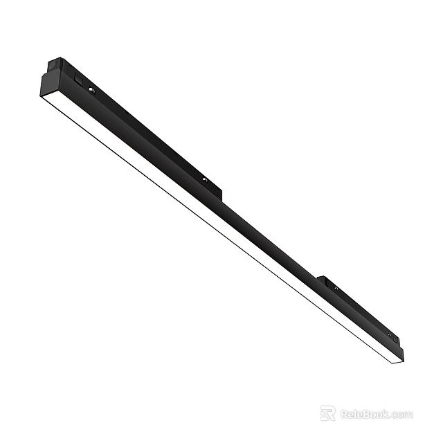 Sleek Modern Long Black Frame Ceiling Light With White Light Panel 3d model 