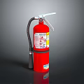 Red Fire Extinguisher With Hose Handle And Instruction Label On Shiny Surface