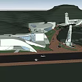 Modern Building Complex With Curved White Architectural Structures And Lush Green Surrounding Landscapes