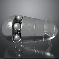 Silver Metallic Spacecraft With Spherical Components And Tail Structure For Aerospace Exploration