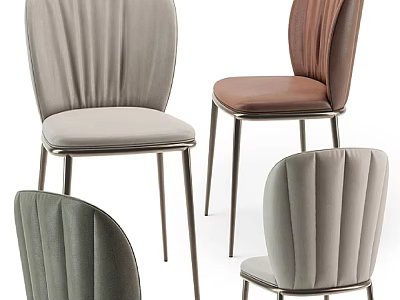 Modern Upholstered Accent Chairs With Pleated Backs Metal Legs And Gray Brown Tones 3d model