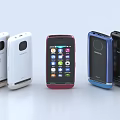 Nokia Flip Phones In Various Colors With Design Patterns And Digital Features 3d model