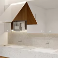 Modern Public Restroom Interior Featuring Bright Mirrors Clean Washbasin Counter And Wooden Cabinets