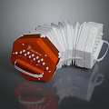 Orange And White Ballone Burini Accordion With Keyboard And Bellows