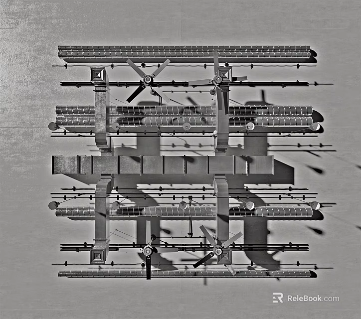 Multilayer Structural Piping System With Horizontal Vertical Pipes And Connection Components 3d model 