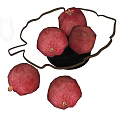 Fresh Ripe Pomegranates Placed In Black Fruit Holder With Extra Fruits