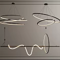 Sleek Contemporary Chandelier Design With Circular Curved Shapes And Illuminated LED Lighting