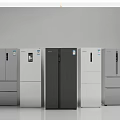 Various Styles And Colors Of Modern Refrigerators Displayed Side By Side