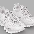 Balenciaga White Chunky Sole Mesh Design Lace Up Trendy Sporty Sneakers