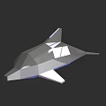 Low Poly Silver Dolphin 3D Model with Geometric Design and Black Background
