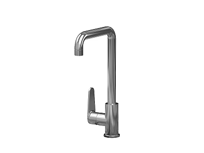 Modern Stainless Steel Kitchen Faucet with Curved Spout and Single Handle 3d model