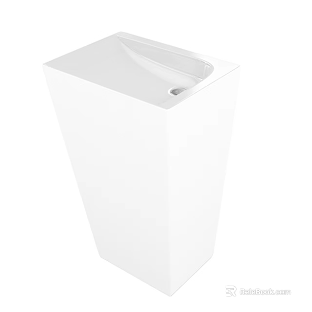 White Modern Pedestal Washbasin Featuring Sleek Design and Smooth Finish 3d model 