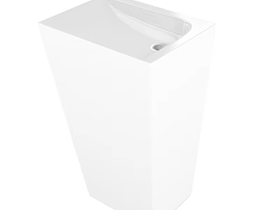 White Modern Pedestal Washbasin Featuring Sleek Design and Smooth Finish 3d model