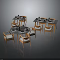 Modern Dining Furniture Set With Wooden Tables And White Cushioned Chairs