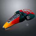 Colorful Streamlined Spacecraft Model Featuring Red Green Orange Black Design For Aerospace Exploration