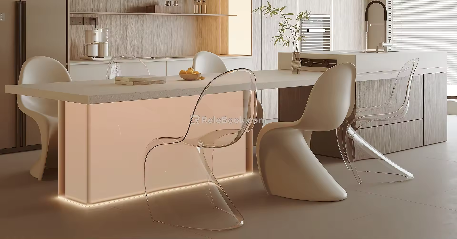 Modern Dining Table and Chair Combination Island Table and Chair Dining Table and Chair 3d model