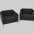 Modern Gray Fabric Single Sofa With Sleek Black Legs And Simple Design 3d model