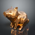Golden Cat Decorative Statue With Metallic Shiny Surface On Dark Background 3d model