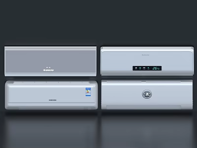 Modern Wall Mounted Air Conditioner Fans With Digital Display And Brand Logos 3d model