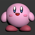 Cute Pink Cartoon Character With Big Blue Eyes Red Mouth And Round Body