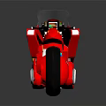 Red Motorcycle With Stylish Design And Black Wheels On Dark Background
