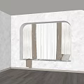 Elegant Beige Curtains With Sheer Panels For Arched Window Interior