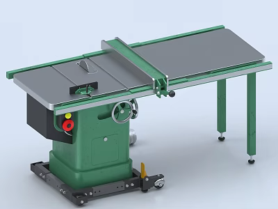 Green Table Saw Desk With Metal Tabletop Adjustable Handle And Stable Wheels 3d model