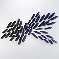 Decorative Background Wall With Deep Blue Black Irregular Geometric Feather Shapes In 3D Collage Design 3d model